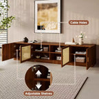 Modern Fluted TV Stand for TVs up to 85, 78 Long Entertainment Center with Storage Cabinet, Wooden TV Console Table for Living Room Bedroom