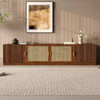 Modern Fluted TV Stand for TVs up to 85, 78 Long Entertainment Center with Storage Cabinet, Wooden TV Console Table for Living Room Bedroom