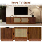 Modern Fluted TV Stand for TVs up to 85, 78 Long Entertainment Center with Storage Cabinet, Wooden TV Console Table for Living Room Bedroom