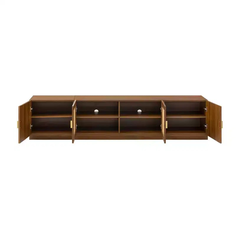 Modern Fluted TV Stand for TVs up to 85, 78 Long Entertainment Center with Storage Cabinet, Wooden TV Console Table for Living Room Bedroom