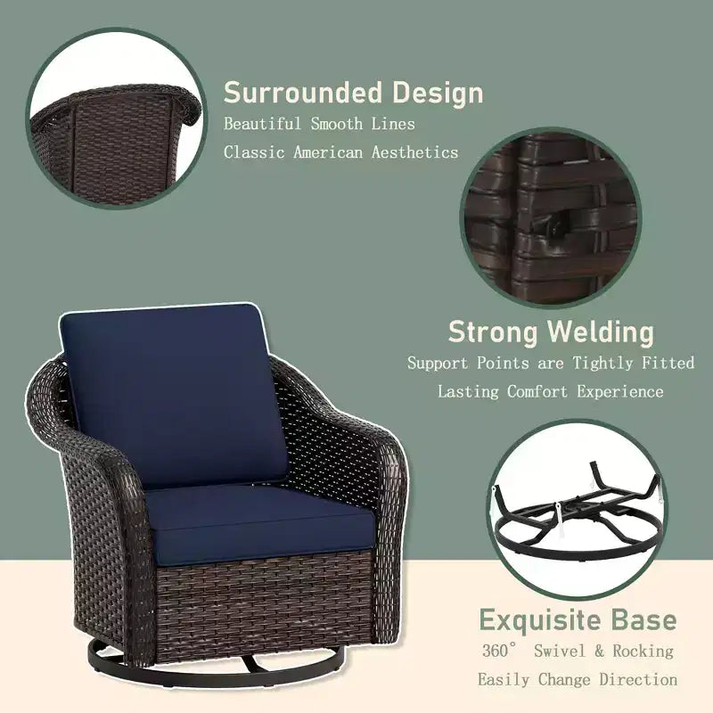 UPTIOT Outdoor Patio Set: 3-Seat Sofa, 2 Swivel Rocking Chairs & 50,000 BTU Fire Pit for All-Weather Comfort and Warmth