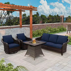 UPTIOT Outdoor Patio Set: 3-Seat Sofa, 2 Swivel Rocking Chairs & 50,000 BTU Fire Pit for All-Weather Comfort and Warmth