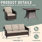 UPTIOT Outdoor Patio Set: 3-Seat Sofa, 2 Swivel Rocking Chairs & 50,000 BTU Fire Pit for All-Weather Comfort and Warmth