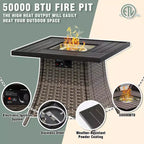 UPTIOT Outdoor Patio Set: 3-Seat Sofa, 2 Swivel Rocking Chairs & 50,000 BTU Fire Pit for All-Weather Comfort and Warmth