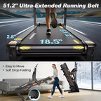 Foldable Treadmill w/ 20% Incline,12MPH Fast Speed 5.1HP Treadmill w/105 Programs for Home Running Walking,400LBS Treadmill APP Connected,Wider Belt