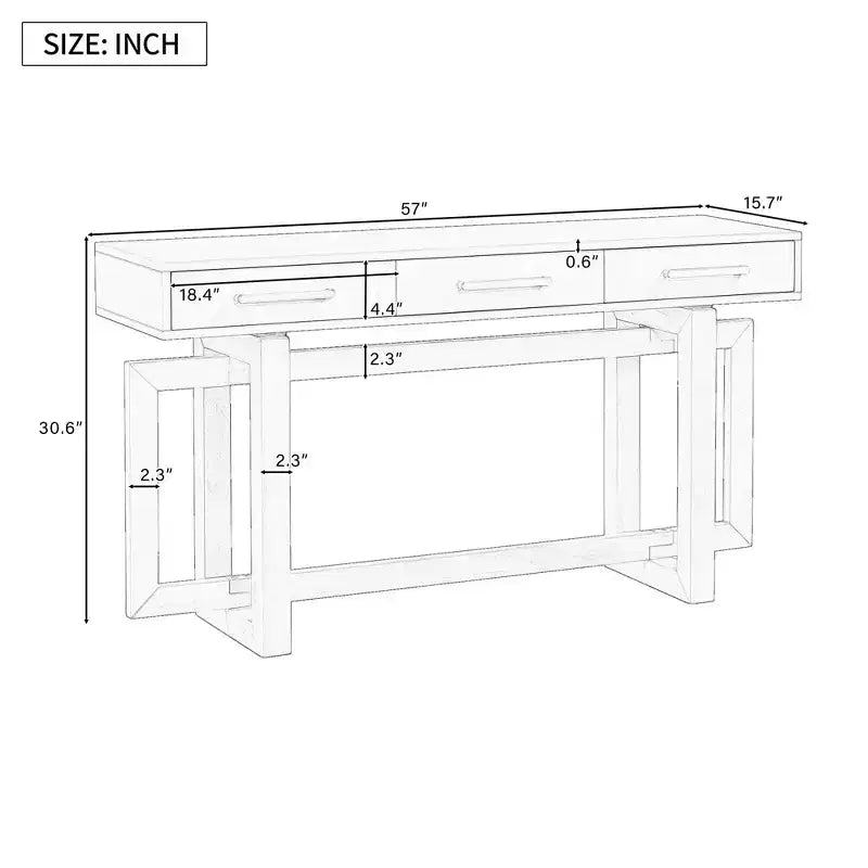 TUYOHW Modern Console Table with 3 Storage Drawers,57 Extra Long Entryway Table for Entryway,Hallway,Living Room,Foyer