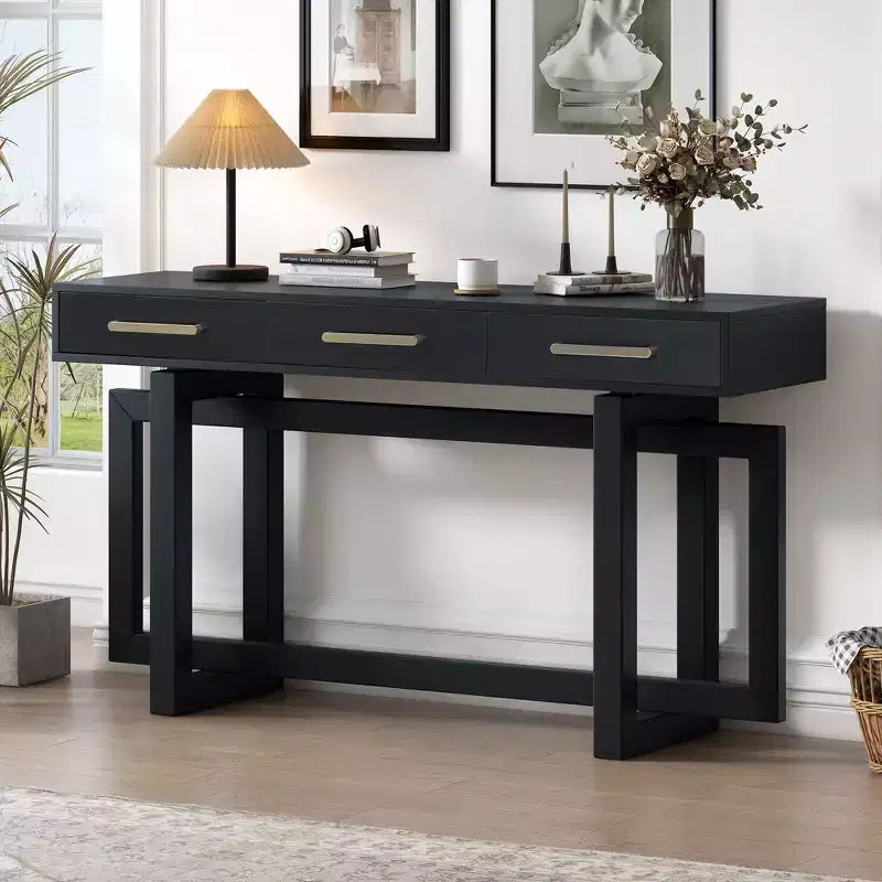 TUYOHW Modern Console Table with 3 Storage Drawers,57 Extra Long Entryway Table for Entryway,Hallway,Living Room,Foyer