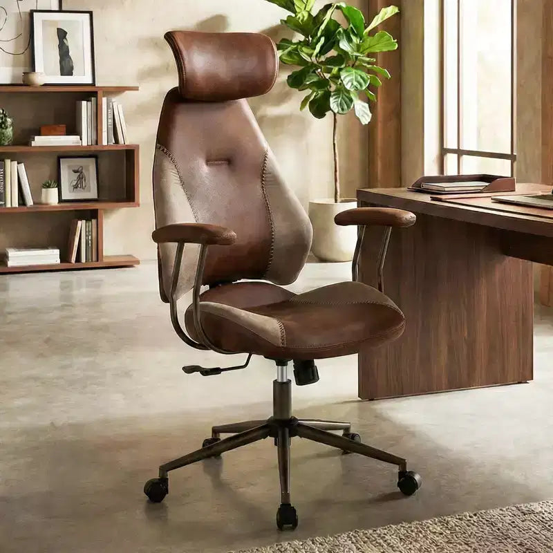Chaise de bureau ergonomique Costway avec appui-tête 2D, dossier inclinable et roulettes, chaise de jeu bleue/marron et beige/grise et bleue