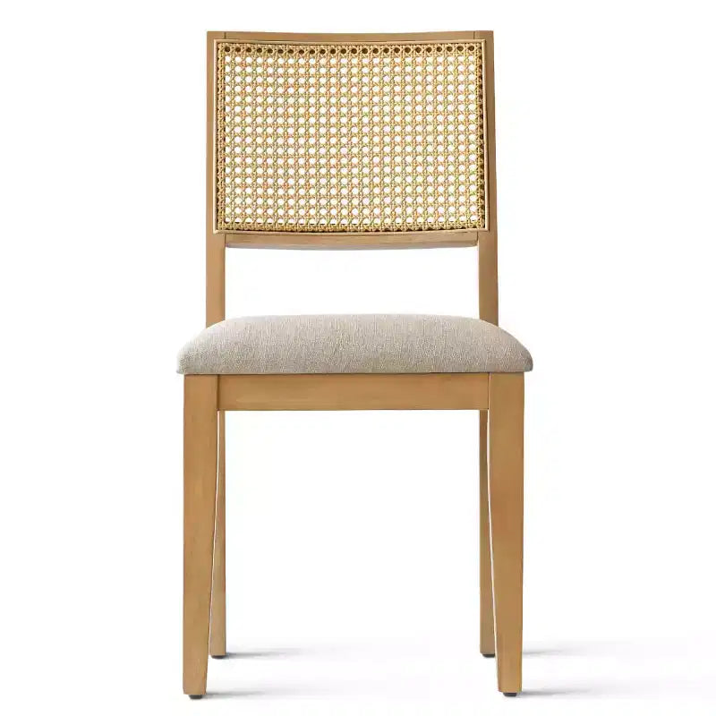 Lot de 2 chaises de salle à manger modernes sans accoudoirs avec dossier en rotin tressé et cadre en bois, chaises d'appoint élégantes pour cuisine ou salle à manger - Panipeachy