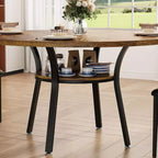 Table à manger pour 4 personnes, table de cuisine de 119 cm, table de salle à manger ronde avec étagère de rangement pour salle à manger, cuisine