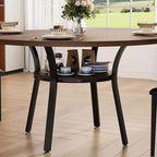 Table à manger pour 4 personnes, table de cuisine de 119 cm, table de salle à manger ronde avec étagère de rangement pour salle à manger, cuisine