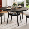Dining Table for 4, 47 Inch Kitchen Table, Round Dining Room Table with Storage Shelf for Dining Room, Kitchen