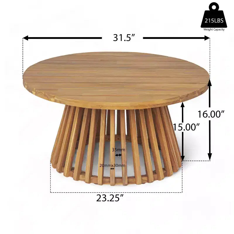 Christopher Knight Home Alice 2 Piece Modern Outdoor Acacia Wood Woven Rope 3-Seater Sofa Set with Round Coffee Table