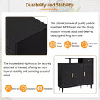 JVNOXK Stylish and elegant shoe cabinet, cream-colored storage sideboard with adjustable shelves and solid wood legs, black