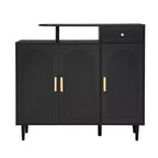 JVNOXK Stylish and elegant shoe cabinet, cream-colored storage sideboard with adjustable shelves and solid wood legs, black