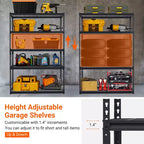 5-Tier Garage Shelving Rack  Industrial Metal Storage Shelf  Adjustable, 2500 lbs Capacity, Steel Wire, Utility for Garage, Basement, Warehouse