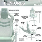 TUYOHW 300lbs Swivel Gaming Chair with Adjustable Height,Lumbar&Head Pillow,Wheels,Ergonomics Office Chairs Video Game Chaise for Office&Home