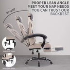 TUYOHW Swivel Gaming Chair Office Chairs with Wheels,Reclining Back,Adjustable Seat Height&Footrest,Ergonomics Video Game Chairs,300lbs Max