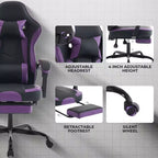 TUYOHW 360Swivel Gaming Chair Office Chairs with Wheels,Reclining Back,Adjustable Seat Height&Footrest,Ergonomics Video Game Chairs,300lbs Max
