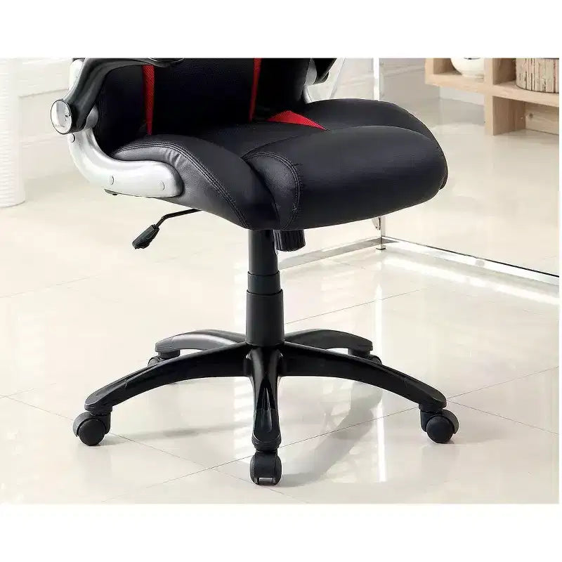 Chaise de jeu ergonomique réglable TUYOHW, chaise pivotante à 360° avec roulettes, chaise d'ordinateur noire/rouge pour le bureau et la maison, chaise de loisirs polyvalente