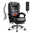 TUYOHW Chaise de massage Chaise de patron pour bureau, Chaise de bureau ergonomique pivotante à 360° avec repose-pieds, Chaise d'ordinateur inclinable avec hauteur réglable, Noir