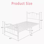 Twin XL Heart Shaped Metal Bed Frame  Pink Platform Bed with Headboard & Footboard, Sturdy Slats, Underbed Storage, No Box Spring Needed