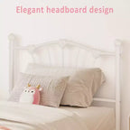 Twin XL Heart Shaped Metal Bed Frame  Pink Platform Bed with Headboard & Footboard, Sturdy Slats, Underbed Storage, No Box Spring Needed