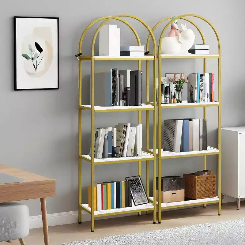 Étagère arquée à 4/5 niveaux – Unité de rangement industrielle à étagères ouvertes avec cadre métallique robuste, présentoir autonome pour la décoration du salon ou de la chambre.