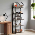 Étagère arquée à 4/5 niveaux – Unité de rangement industrielle à étagères ouvertes avec cadre métallique robuste, présentoir autonome pour la décoration du salon ou de la chambre.
