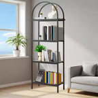 Arched Bookcase 4/5-Tier - Industrial Open Shelf Storage Unit with Sturdy Metal Frame, Freestanding Display Rack for Living Room, Bedroom Decor