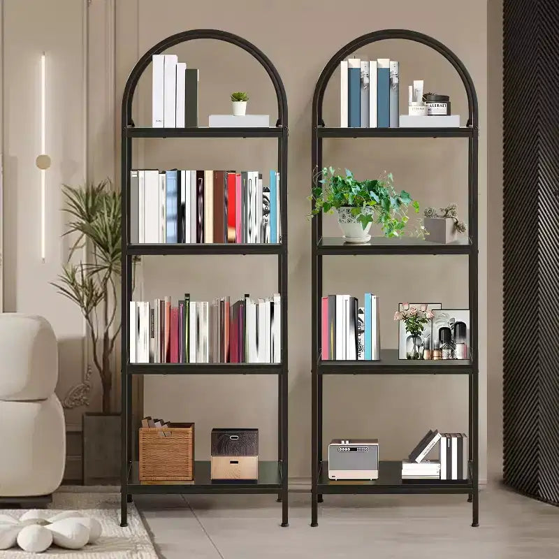 Étagère arquée à 4/5 niveaux – Unité de rangement industrielle à étagères ouvertes avec cadre métallique robuste, présentoir autonome pour la décoration du salon ou de la chambre.