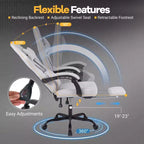 Chaise de bureau Costway réglable en hauteur avec appui-tête, soutien lombaire, accoudoirs synchronisés Noir/Gris