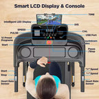 300lbs Capacity Foldable Treadmill for Home,3HP Incline Treadmill,64+7 Program,Portable Treadmill,7.5MPH,5-layer Belt, Free Jogging Walking Courses
