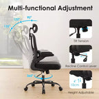 Chaise de bureau ergonomique en maille TUYOHW avec support lombaire réglable, appui-tête et accoudoirs relevables, chaise de bureau à domicile pour l'étude, salle de jeux