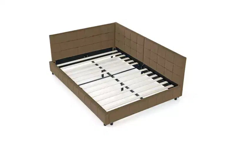 Lit de repos complet en velours de style Mid-Century TUYOHW, cadre de canapé-lit rembourré avec structure de lit plateforme en bois d'eucalyptus, lit capitonné avec têtes de lit