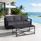 UPTIOT Outdoor 3-Seat Sofa & Coffee Table Set with Weather-Resistant Fabric