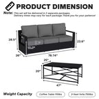 UPTIOT Outdoor 3-Seat Sofa & Coffee Table Set with Weather-Resistant Fabric