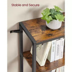 VASAGLE 5 Tier Bookshelf with Metal Frame, Convertible Industrial Corner Shelf, 9.4 x 40.2 x 55.9 Inches, Rustic Brown and Ink Black