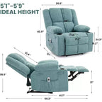 Acekool Oversized Massage Recliner Chair, Ergonomic Single Sofa with Vibration, Footrest, for Living Room