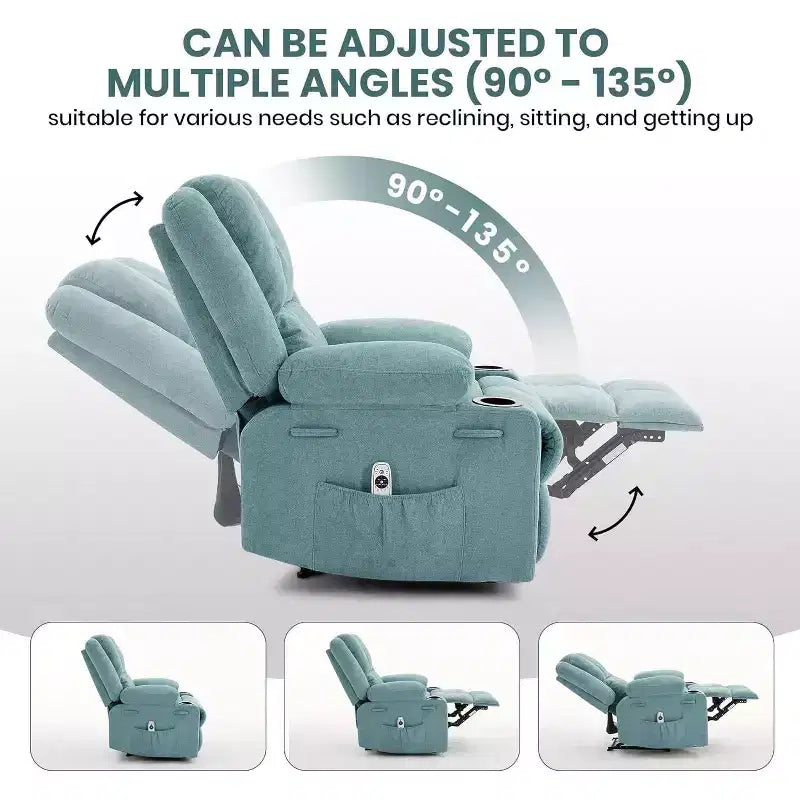 Acekool Oversized Massage Recliner Chair, Ergonomic Single Sofa with Vibration, Footrest, for Living Room