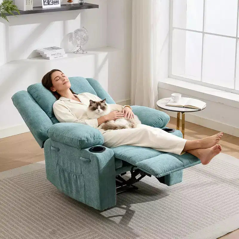 Acekool Oversized Massage Recliner Chair, Ergonomic Single Sofa with Vibration, Footrest, for Living Room