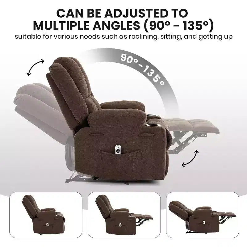 Acekool Oversized Massage Recliner Chair, Ergonomic Single Sofa with Vibration, Footrest, for Living Room