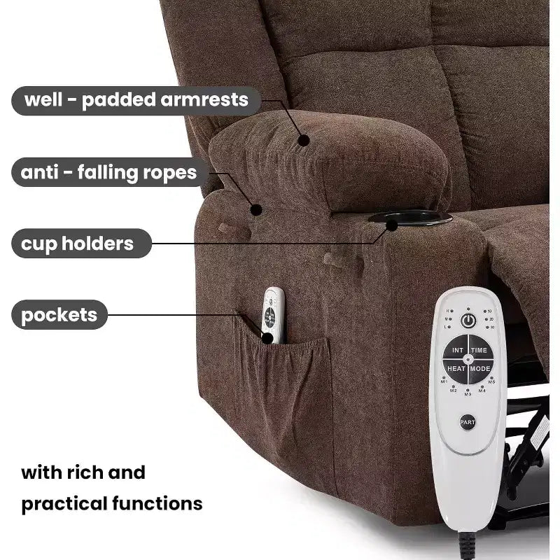 Acekool Oversized Massage Recliner Chair, Ergonomic Single Sofa with Vibration, Footrest, for Living Room