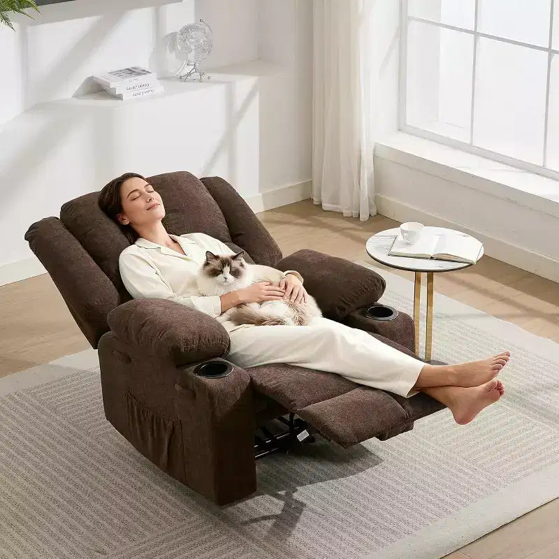 Acekool Oversized Massage Recliner Chair, Ergonomic Single Sofa with Vibration, Footrest, for Living Room