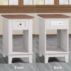 COZONY Narrow Side Table Set of 2, Farmhouse End Tables Drawer Storage Shelf Wooden Nightstands for Living Room Bedroom