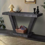 TUYOHW 60IN Vintage Distressed Wood Console Table with 2-Tier Solid Wood Storage Cabinet, Entryway Table with Thick Base, Hallway Table