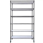 VIYET 6 Tier 6000LBS NSF Metal Wire Shelving, Heavy Duty Adjustable Rack with Wheels & Shelf Liners (Black, 84H48L20D)