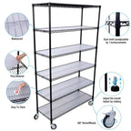 VIYET 6 Tier 6000LBS NSF Metal Wire Shelving, Heavy Duty Adjustable Rack with Wheels & Shelf Liners (Black, 84H48L20D)