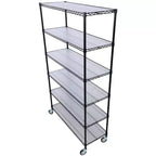 VIYET 6 Tier 6000LBS NSF Metal Wire Shelving, Heavy Duty Adjustable Rack with Wheels & Shelf Liners (Black, 84H48L20D)