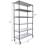 VIYET 6 Tier 6000LBS NSF Metal Wire Shelving, Heavy Duty Adjustable Rack with Wheels & Shelf Liners (Black, 84H48L20D)